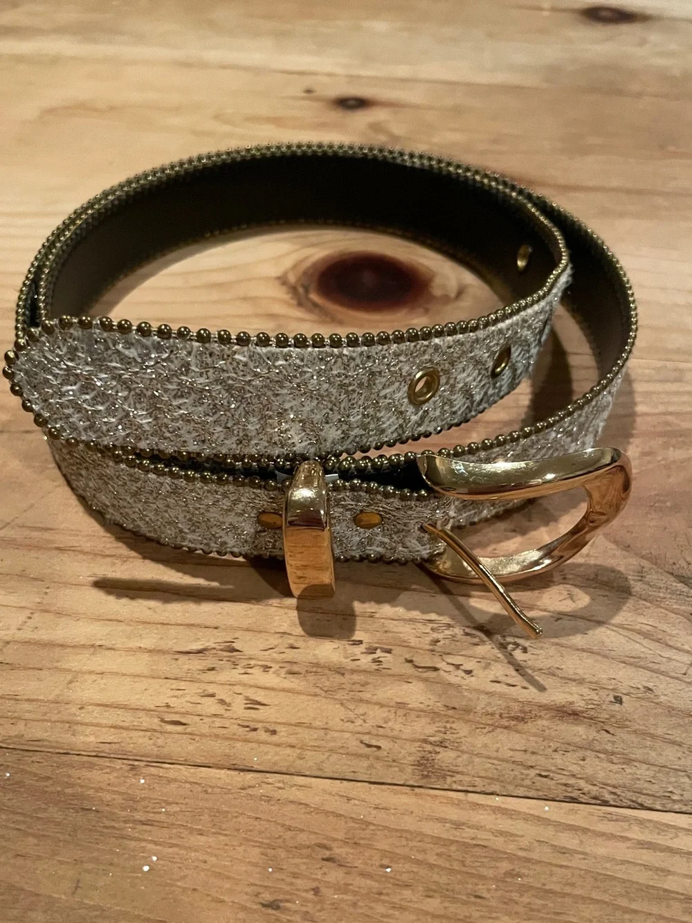 Vintage Elite Silver Gold Sparkle Bling belt Y2K dressy or casual western L